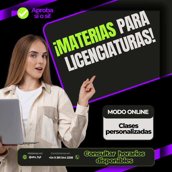 Clases Particulares | Nivel Licenciatura